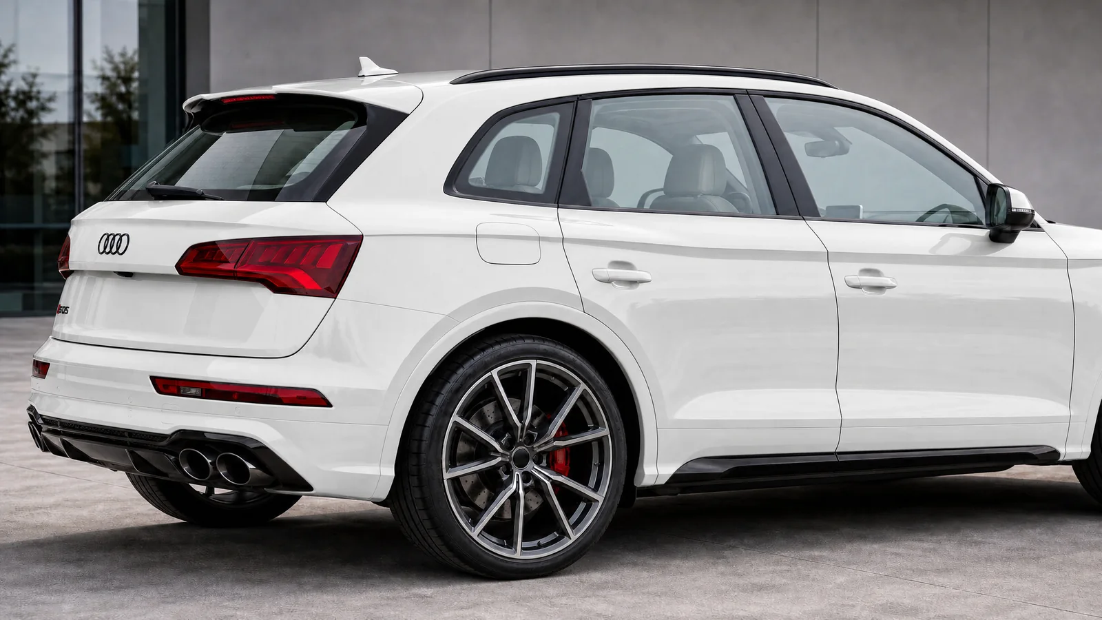 White Audi SQ5 showing Union window film at 35%